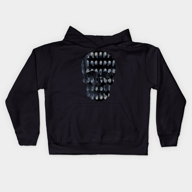 Skull Army Blue (Black Background) Kids Hoodie by Diego-t